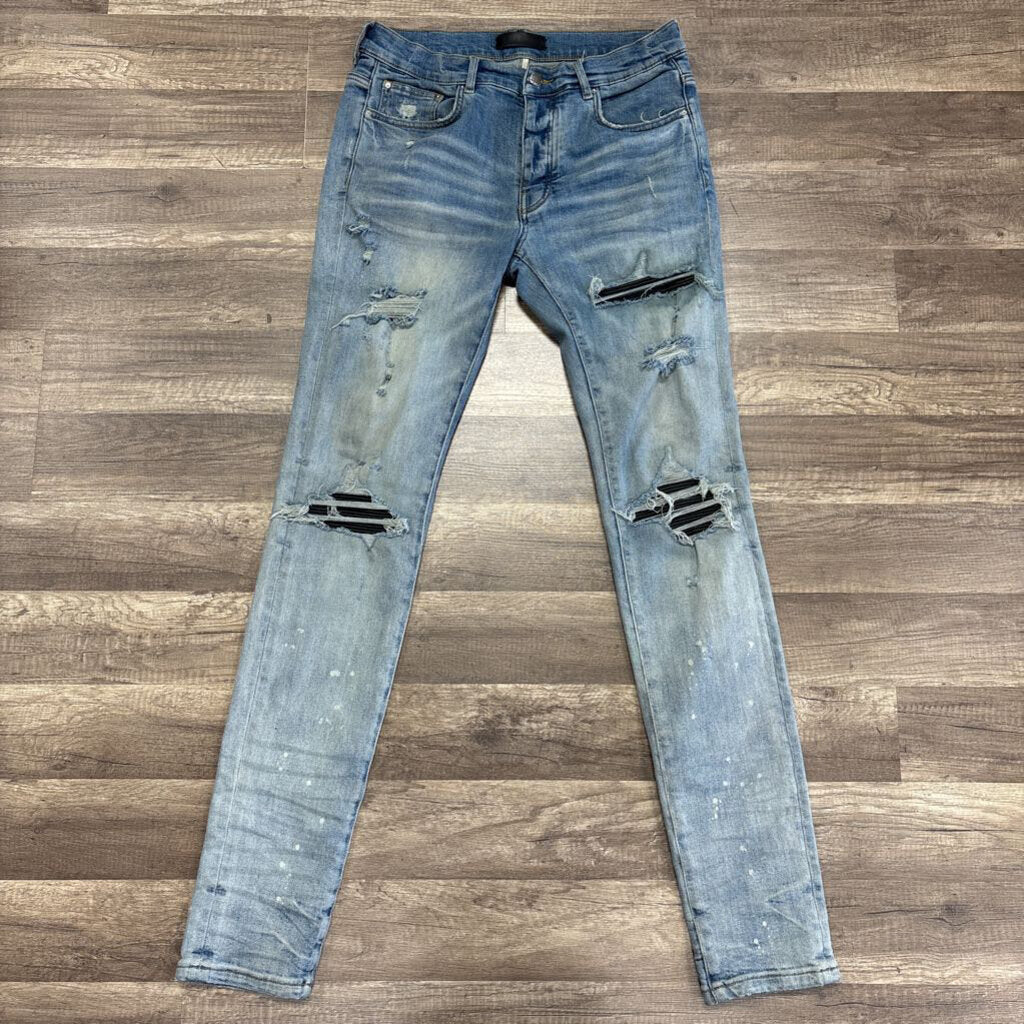 Amiri jean mx1 black leather patch
