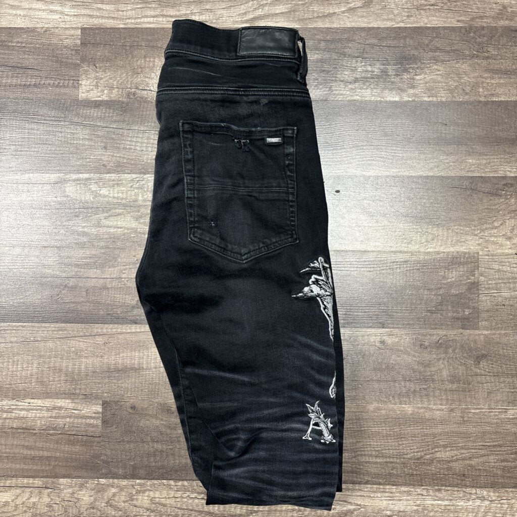 Amiri Jean Black White Angel Patch