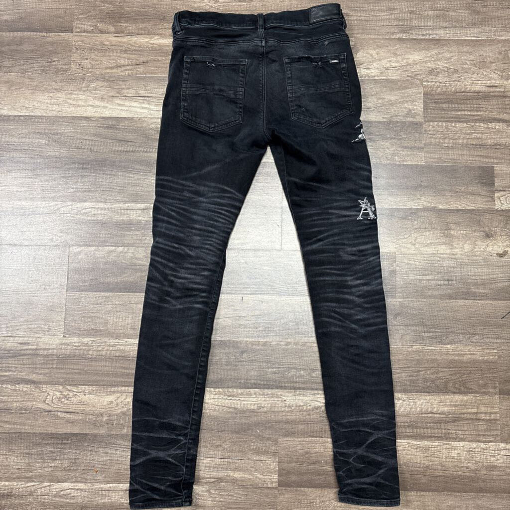 Amiri Jean Black White Angel Patch