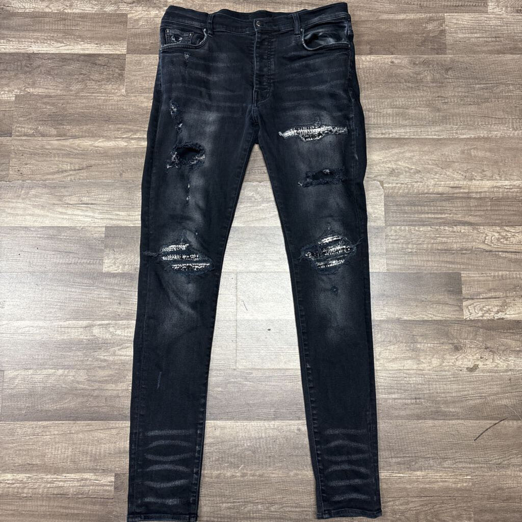 Amiri Jean Black White Knit Patch