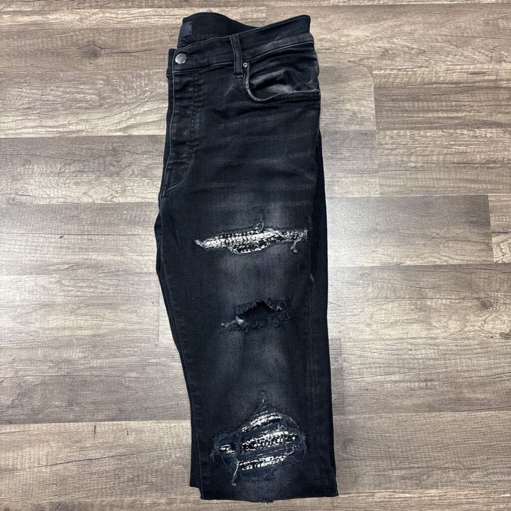Amiri Jean Black White Knit Patch