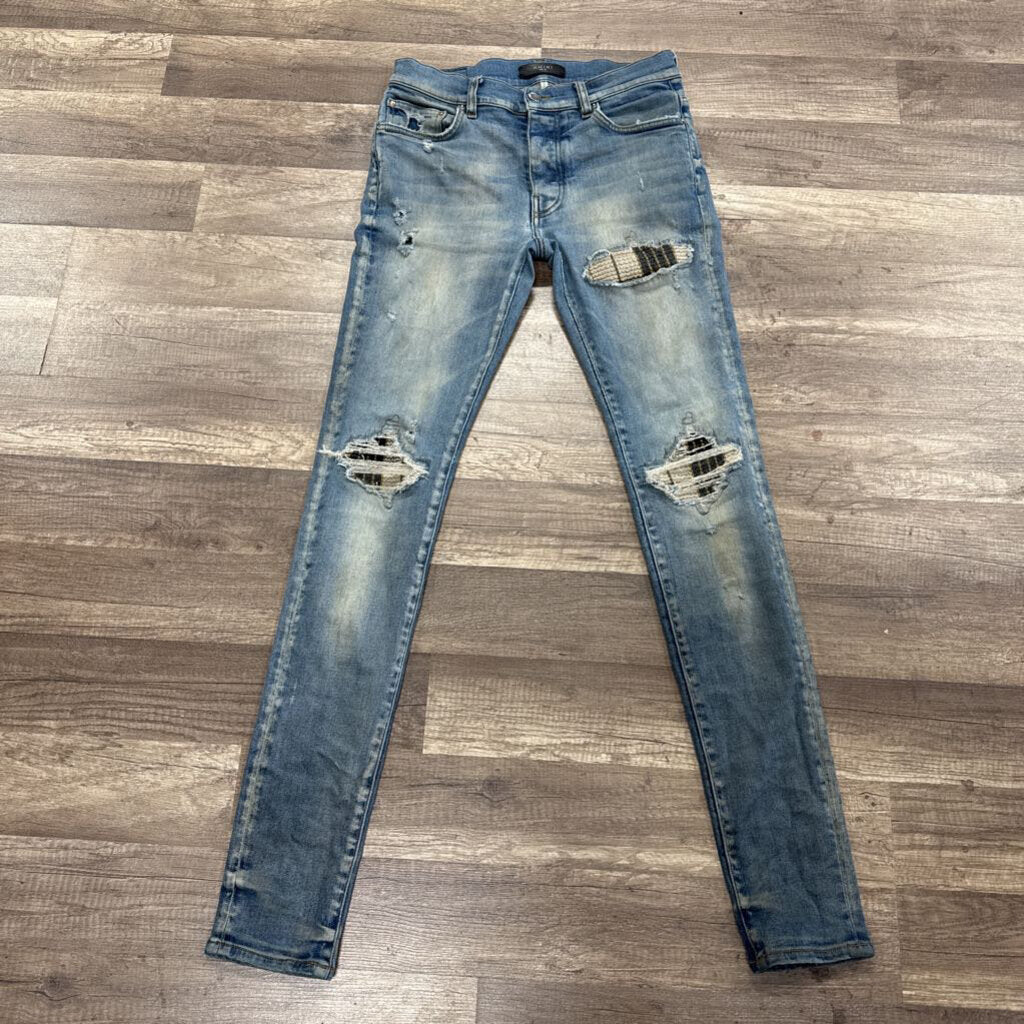 Amiri Jean Blue MX1 Flannel Patch
