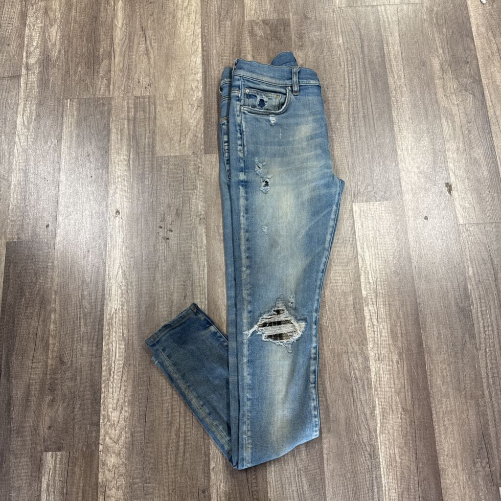Amiri Jean Blue MX1 Flannel Patch
