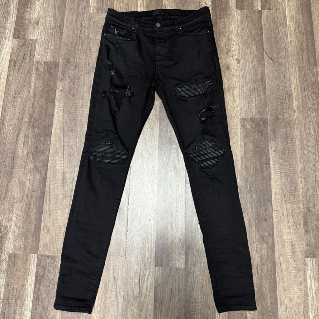 Amiri MX-1 Jeans Black Leather Patch