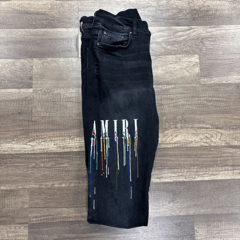 Amiri Jean Drip Logo Black