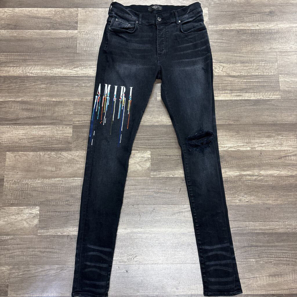 Amiri Jean Drip Logo Black