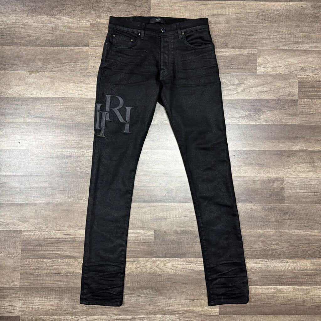 Amiri Jean Triple Black Oblique Logo
