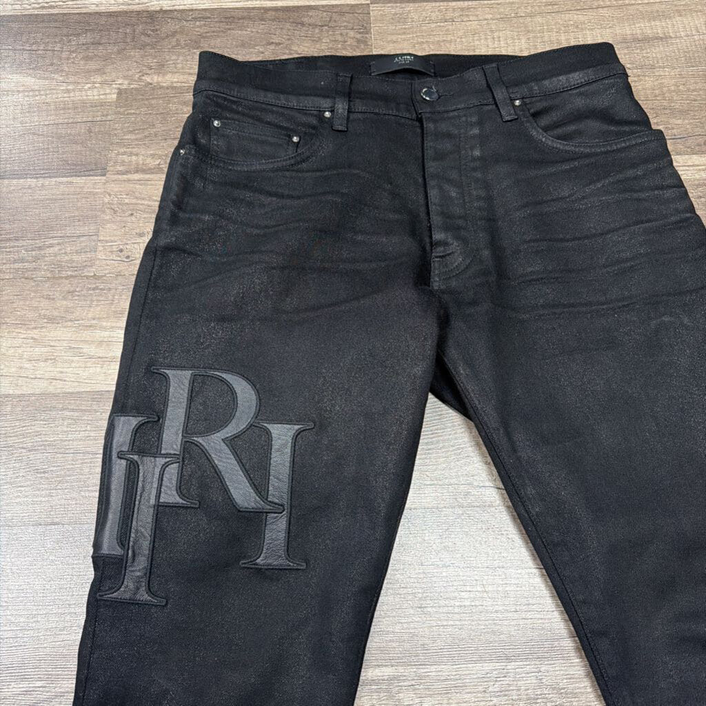 Amiri Jean Triple Black Oblique Logo