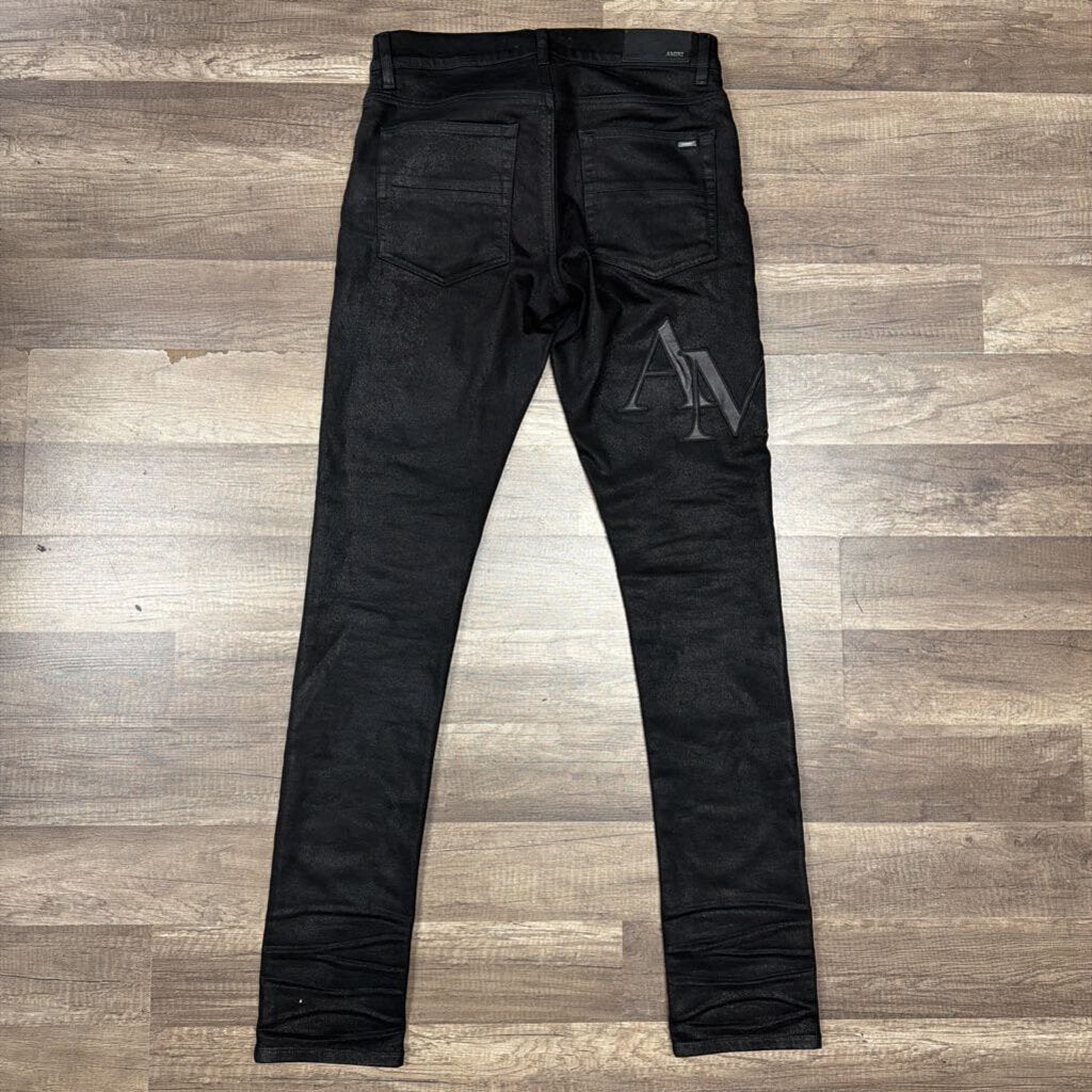 Amiri Jean Triple Black Oblique Logo