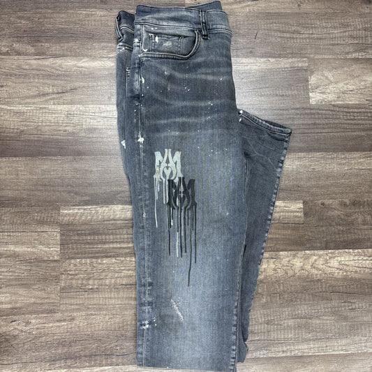 Amiri jean MA drip logo grey