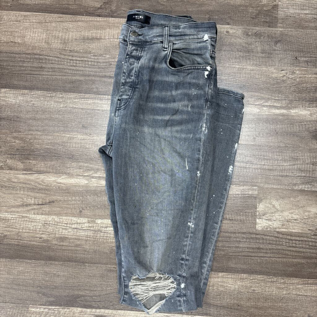 Amiri jean MA drip logo grey