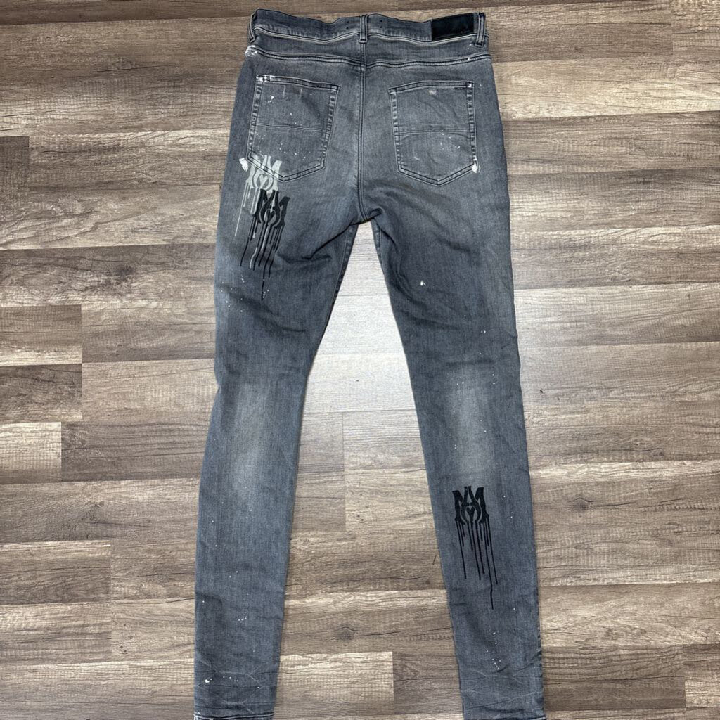 Amiri jean MA drip logo grey