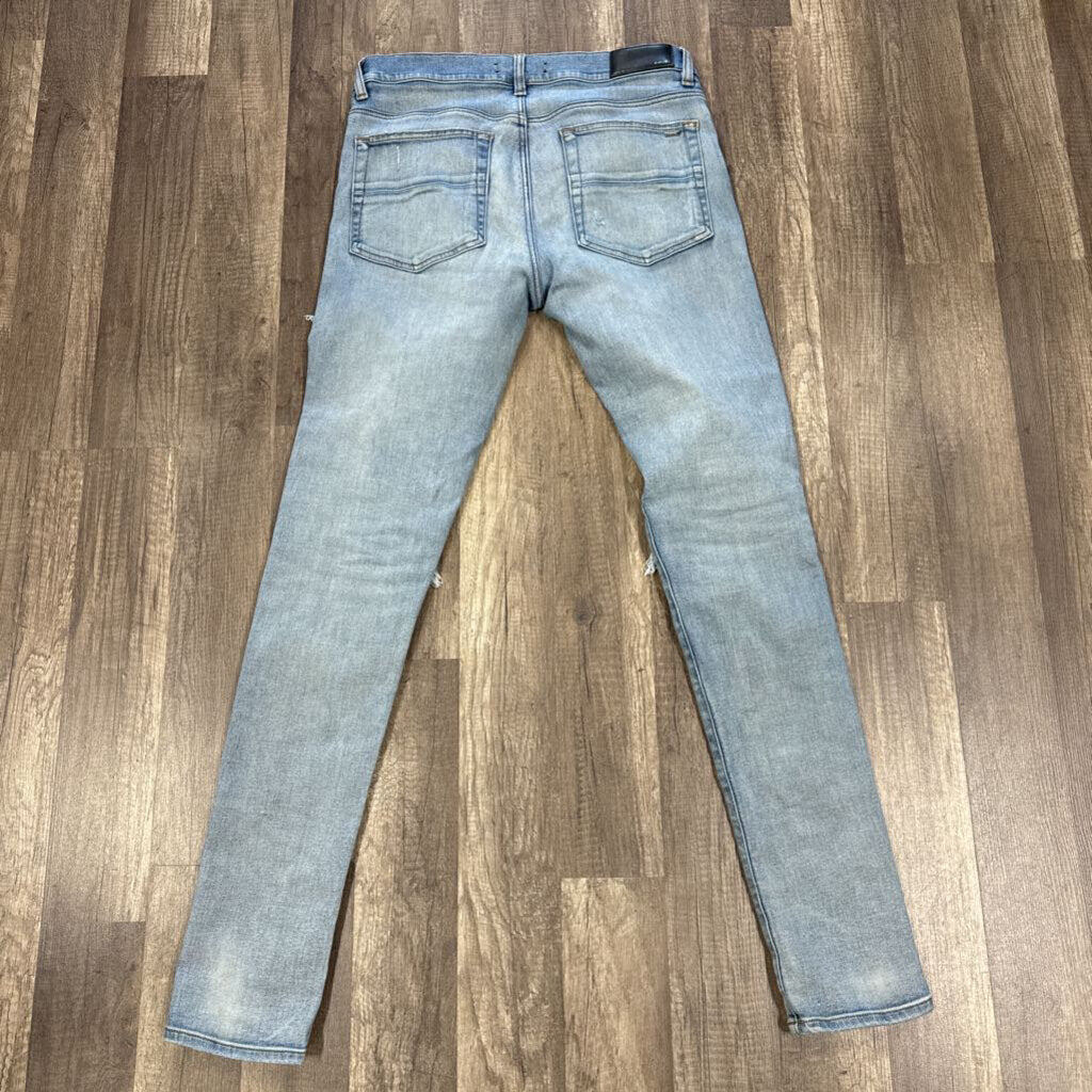 Amiri mx1 White Leather Patch Jeans Blue