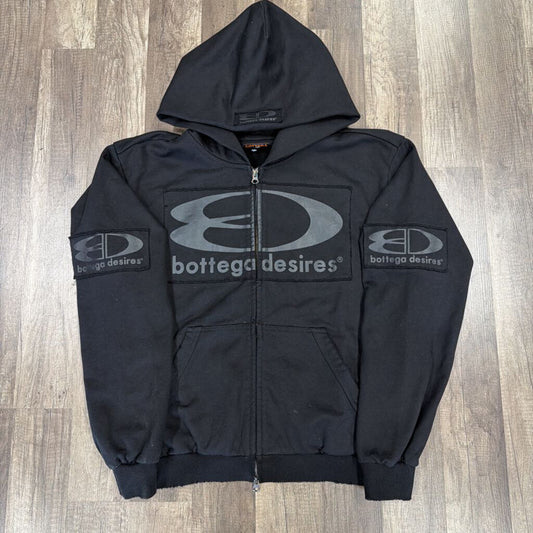 Bottega Desires Black Oval Zip Hoodie