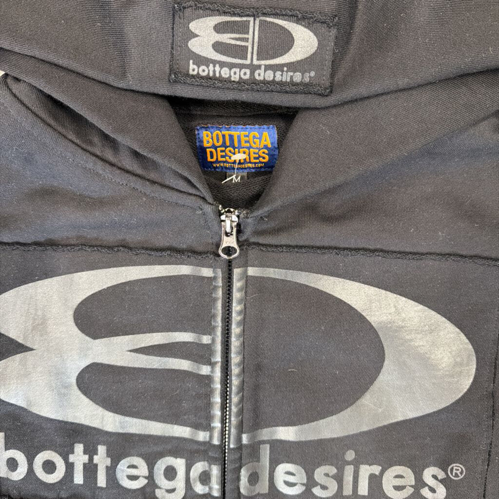 Bottega Desires Black Oval Zip Hoodie
