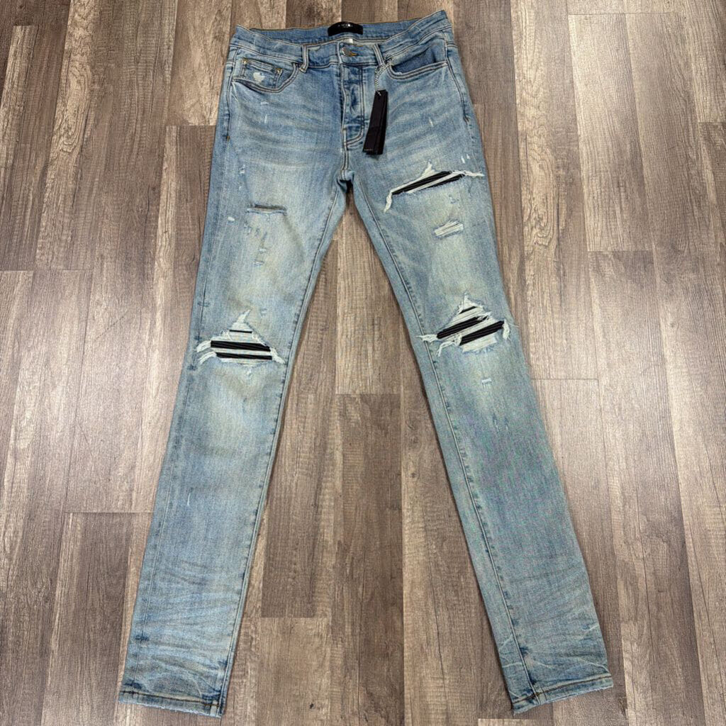 Amiri Jean Mx1 Medium Sand Wash Black Patch