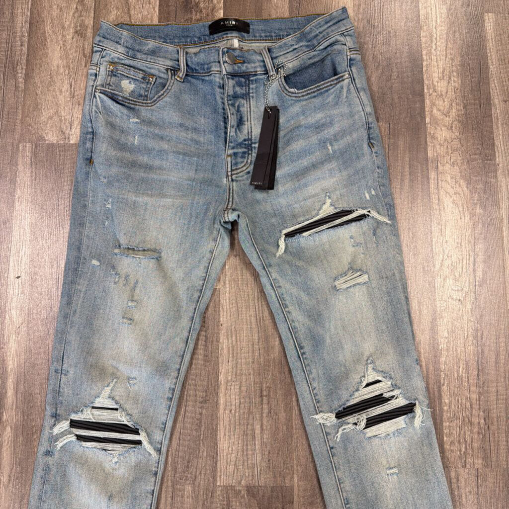 Amiri Jean Mx1 Medium Sand Wash Black Patch