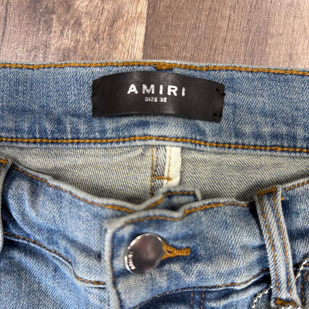 Amiri Jean Mx1 Medium Sand Wash Black Patch