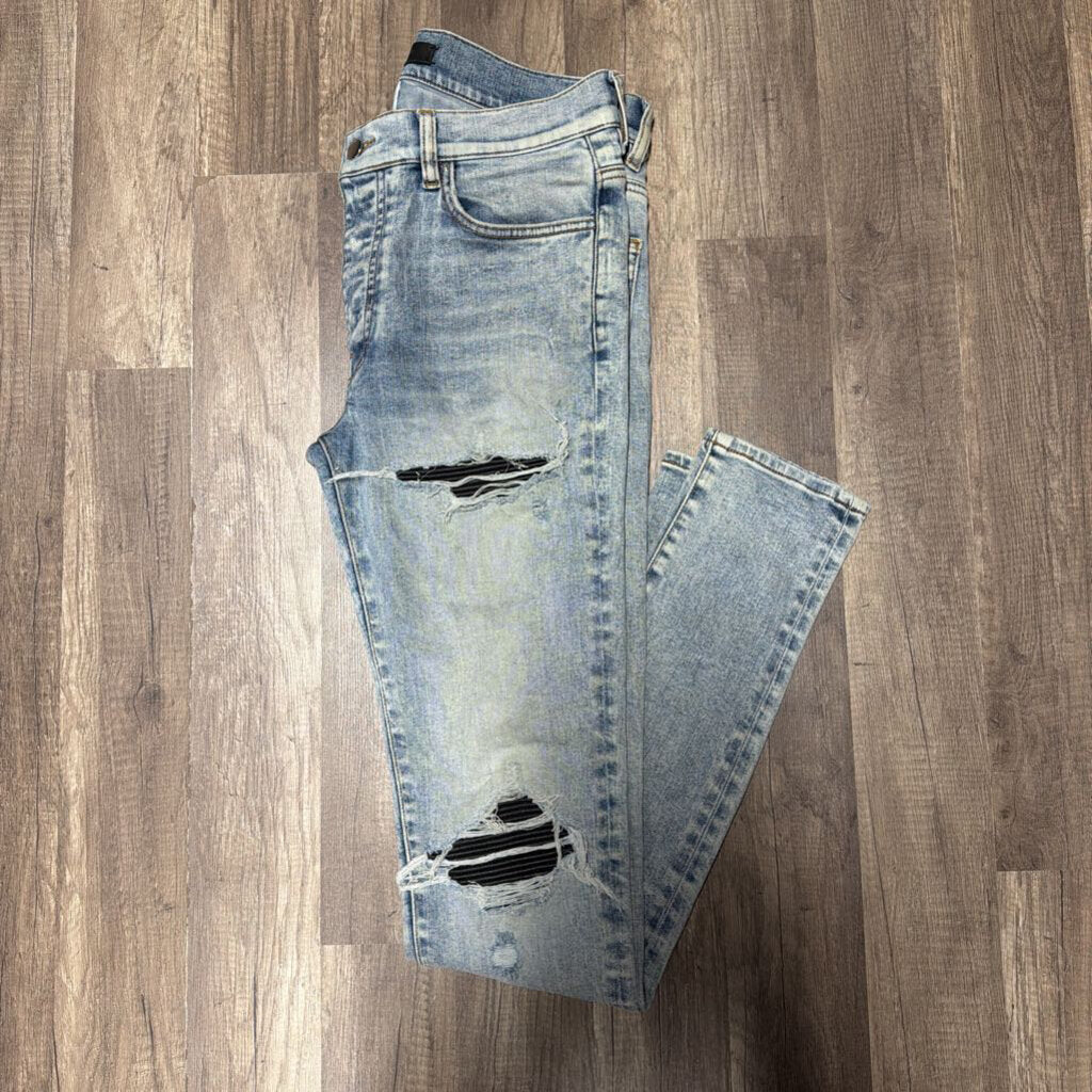 Amiri Mx-1 Blue Jeans Black Patch