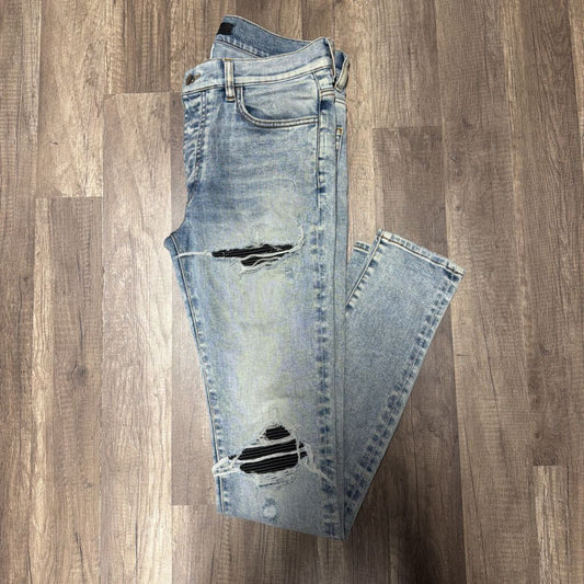 Amiri Mx-1 Blue Jeans Black Patch