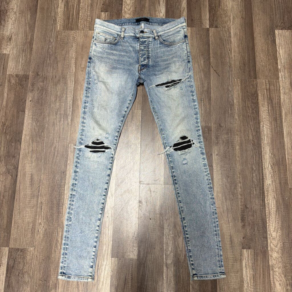 Amiri Mx-1 Blue Jeans Black Patch