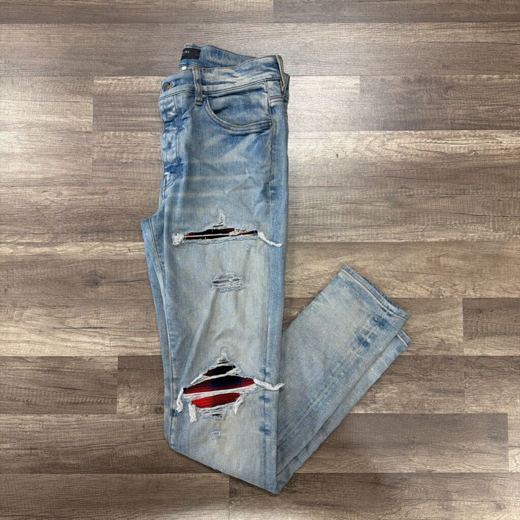 Amiri Mx-1 Jean Flannel Red Blue