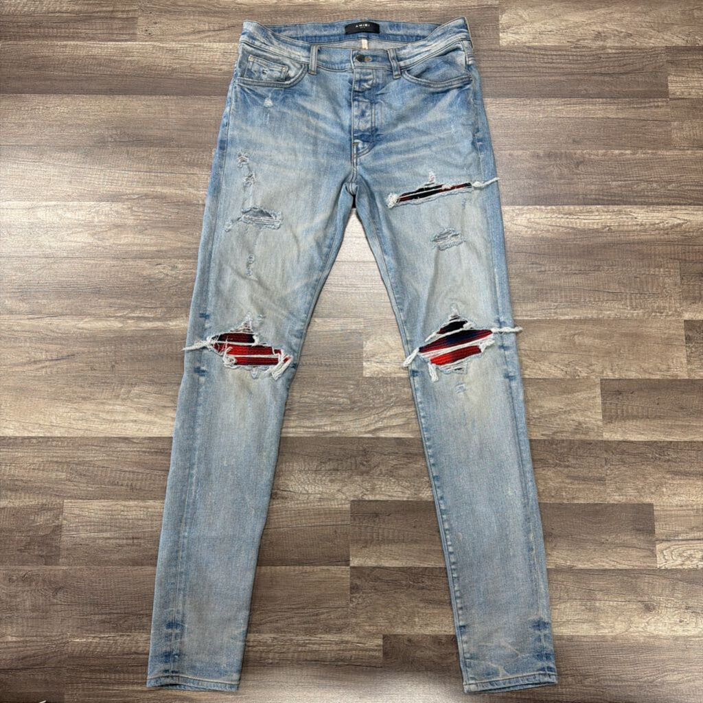 Amiri Mx-1 Jean Flannel Red Blue