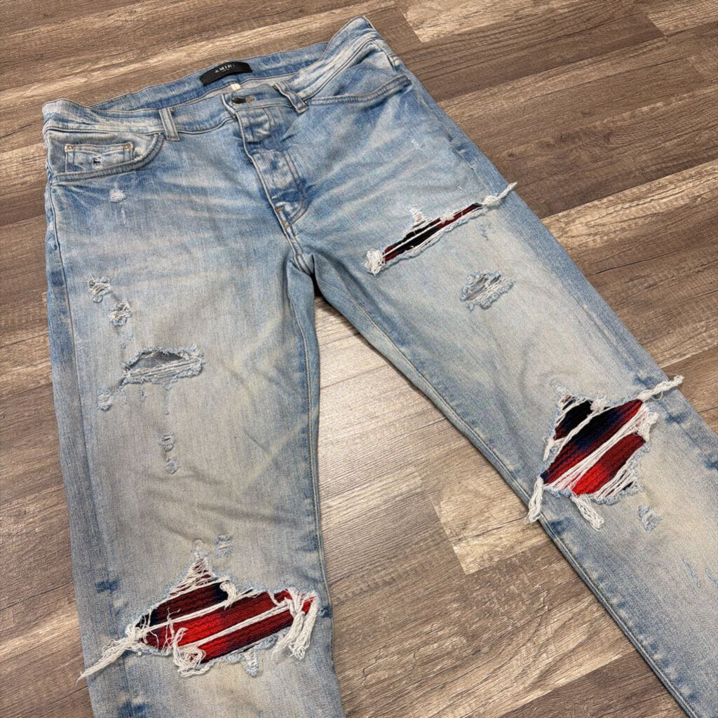 Amiri Mx-1 Jean Flannel Red Blue