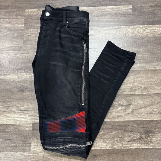 Amiri Jean Biker Patch Black Red