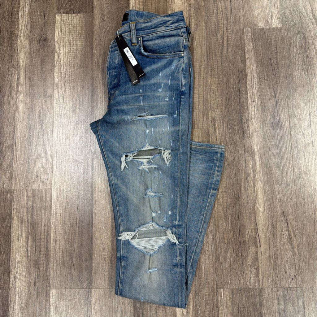 Amiri Jeans Blue Ripped Patch