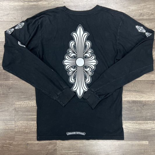 Chrome hearts shirt long sleeve black floral cross