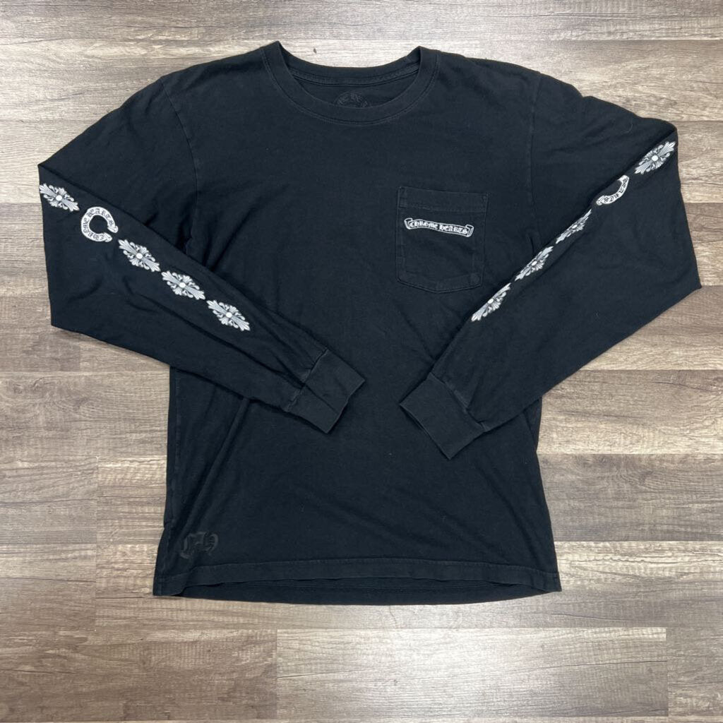 Chrome hearts shirt long sleeve black floral cross