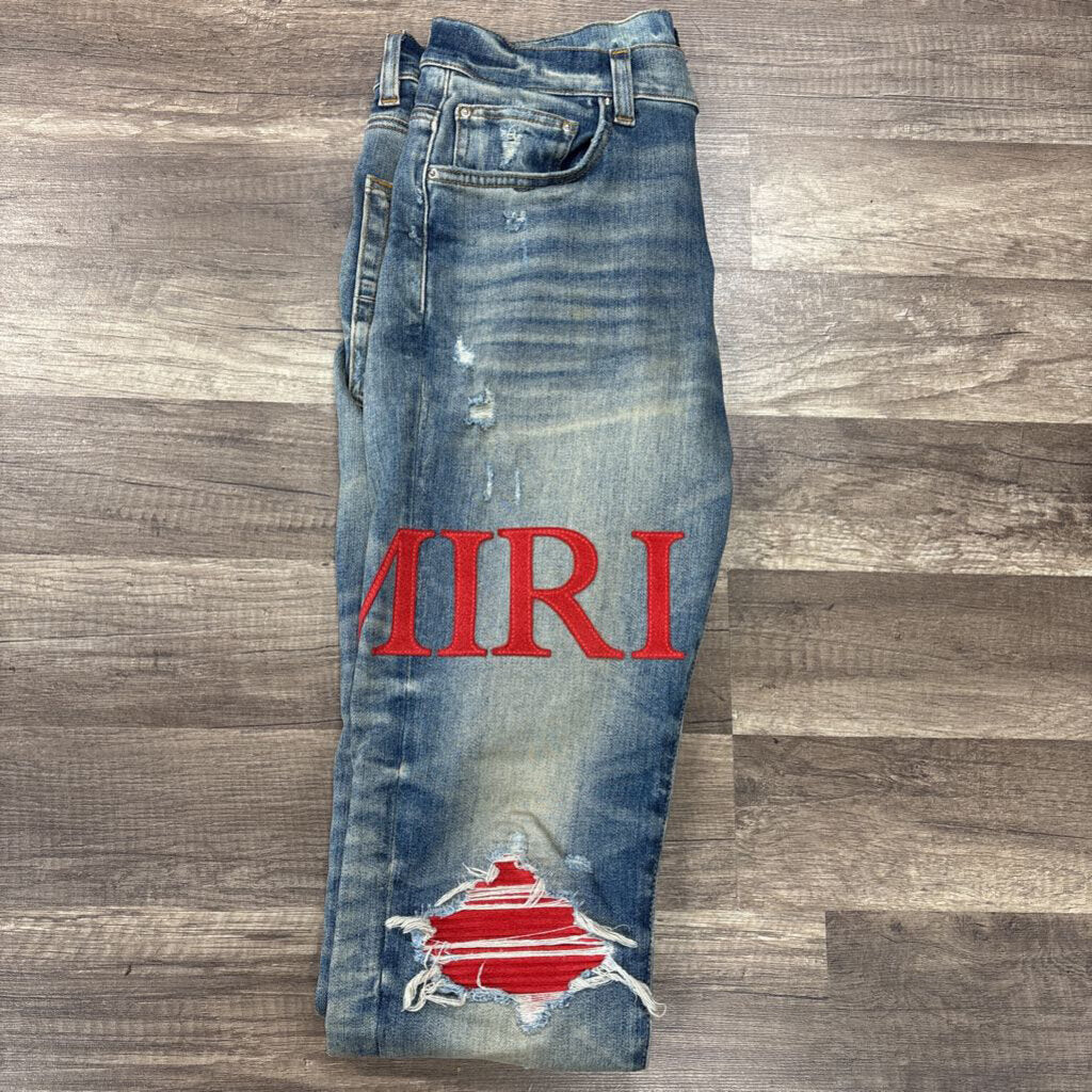 Amiri Jean Red Oblique Logo