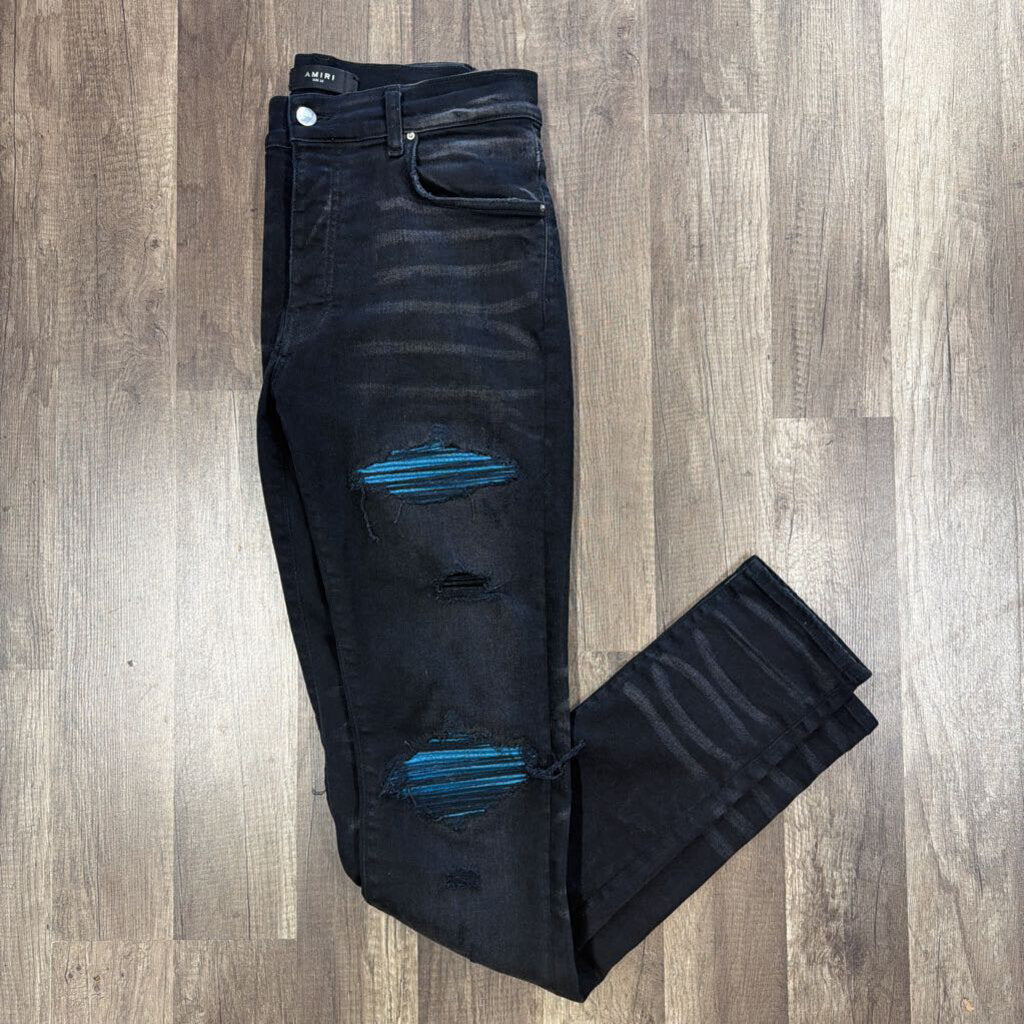Amiri Jean Mx-1 Black Blue Patch