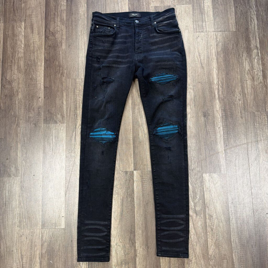 Amiri Jean Mx-1 Black Blue Patch
