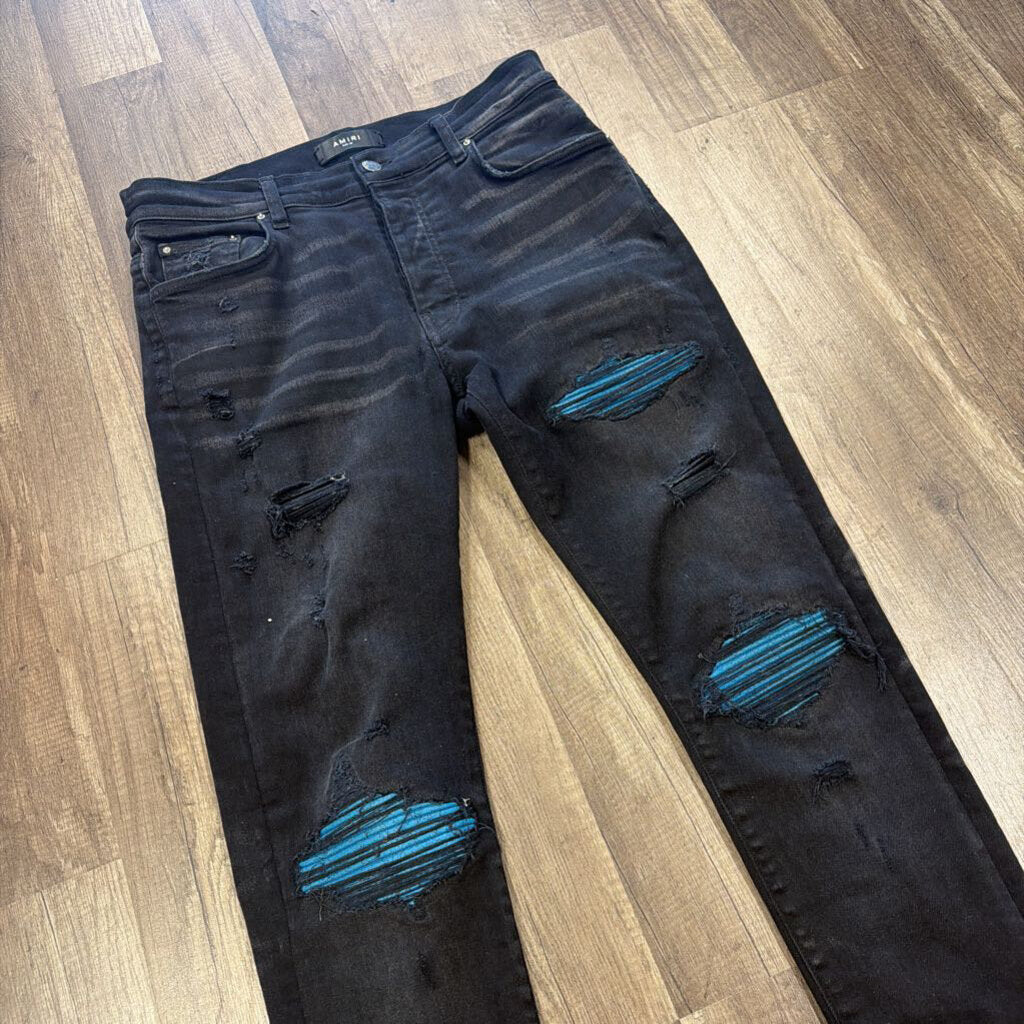 Amiri Jean Mx-1 Black Blue Patch