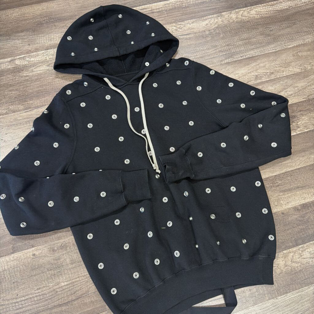 Rick Owen Jumbo Gimp Button Hoodie