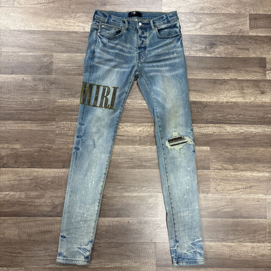 Amiri Jean Green Patch Logo