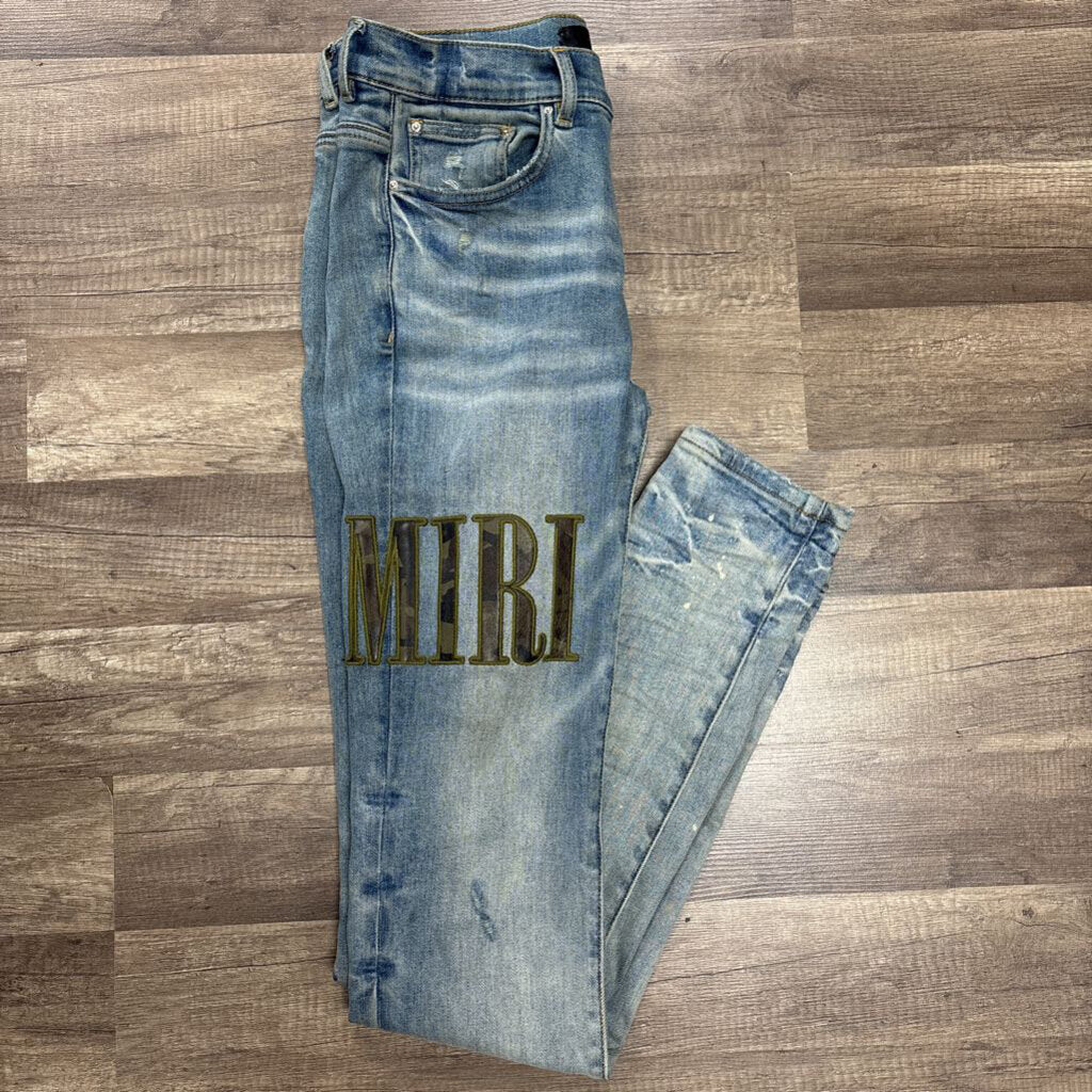Amiri Jean Green Patch Logo