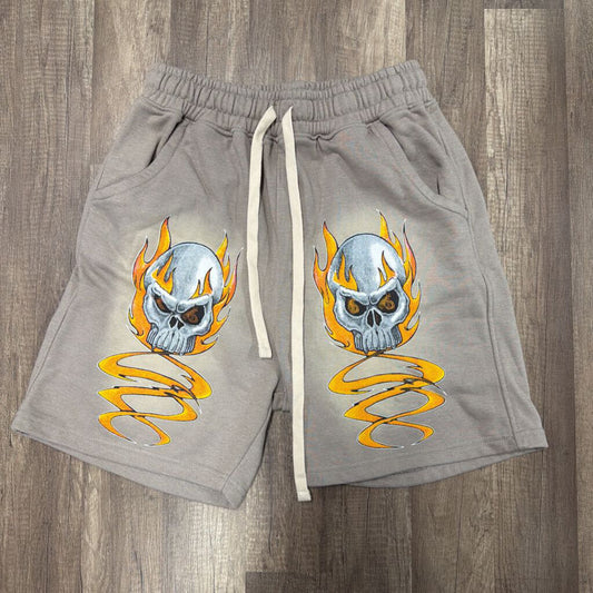 Saints Skull Shorts Beige