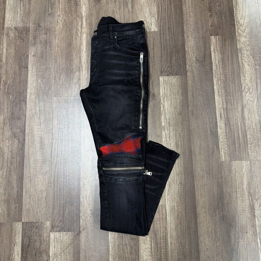 Amiri Biker Jeans Flannel Red Patch