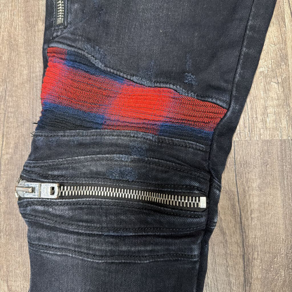 Amiri Biker Jeans Flannel Red Patch