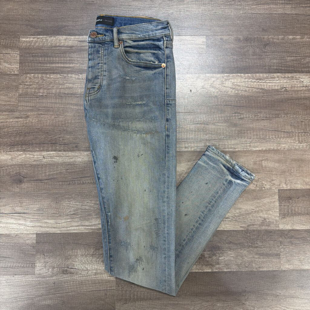 Purple jean blue distress sand wash