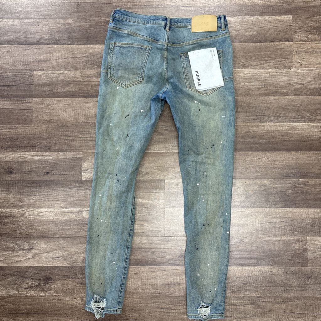 Purple Jean Stone wash paint splatter