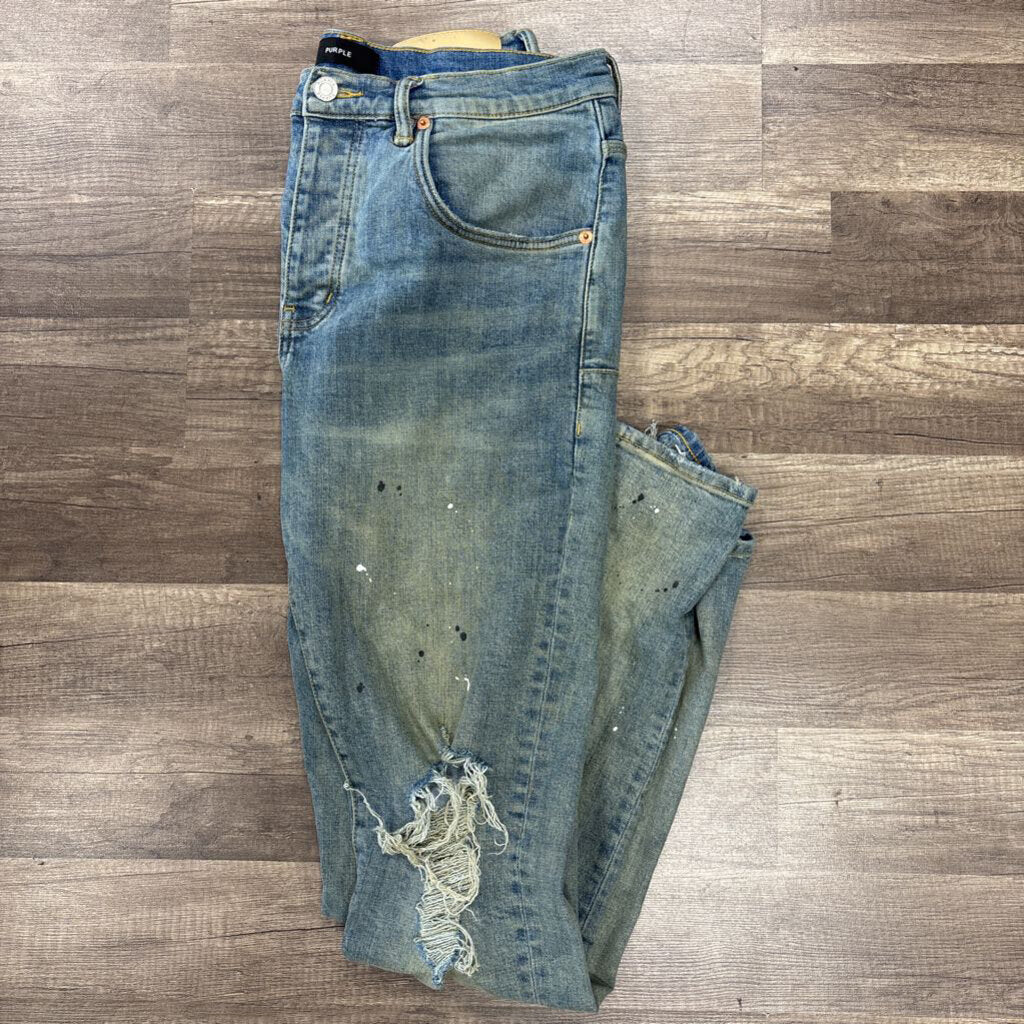 Purple Jean Stone wash paint splatter
