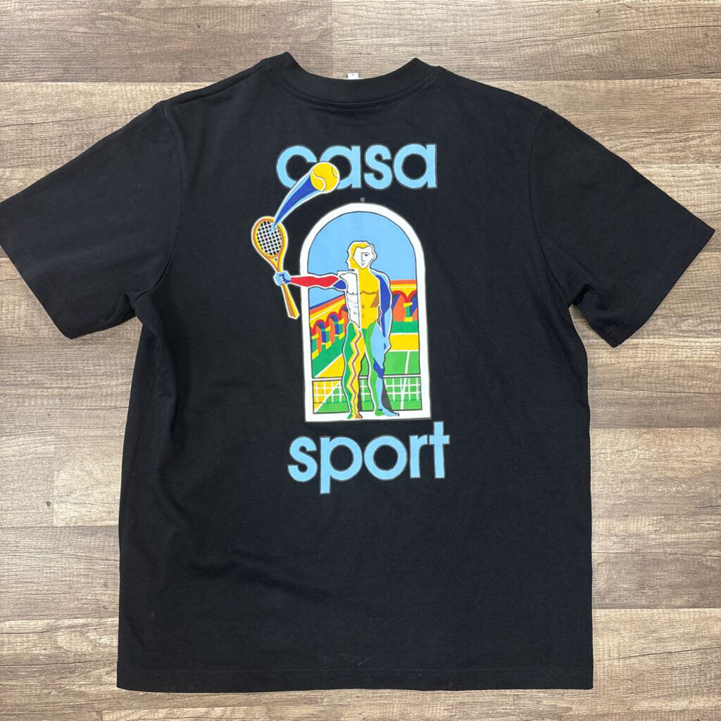 Casa Blanca Tennis Statue Shirt Black