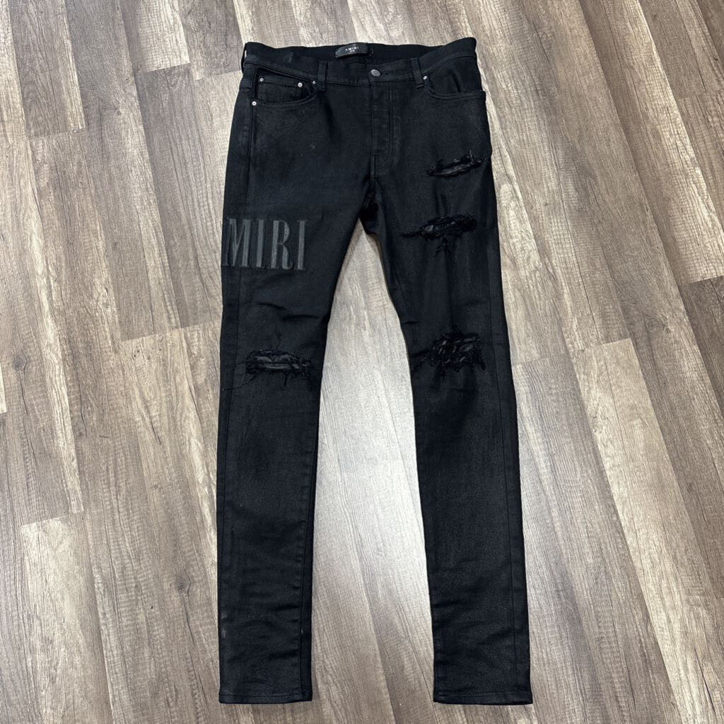 Amiri jean oblique logo Black wax