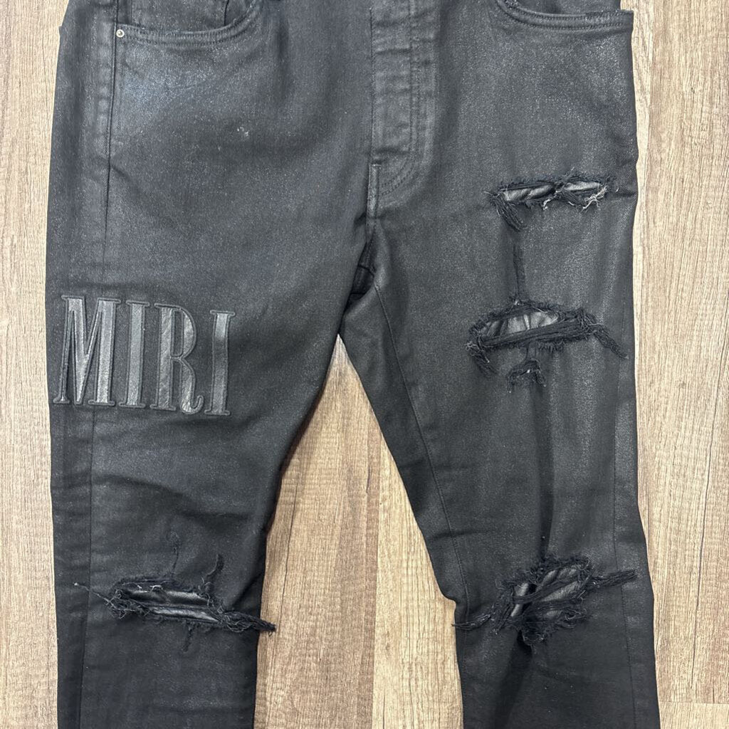 Amiri jean oblique logo Black wax