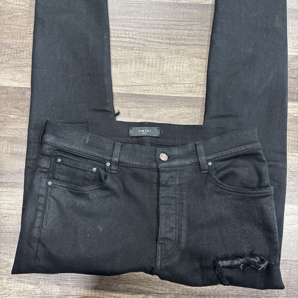 Amiri jean oblique logo Black wax