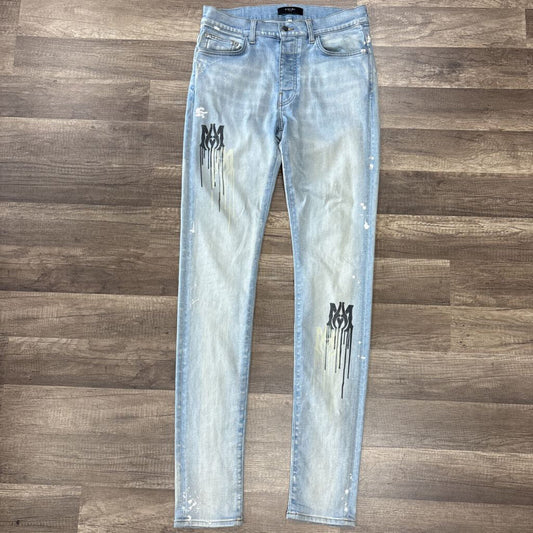 Amiri Jean MA Logo paint splatter blue